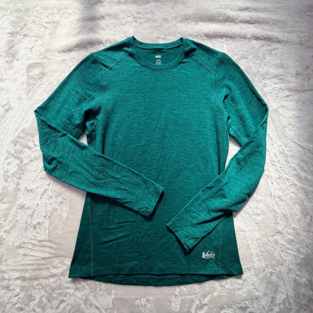 REI Co-op Womens Small Teal Green Heathered Long Sleeve Base Layer running shirt